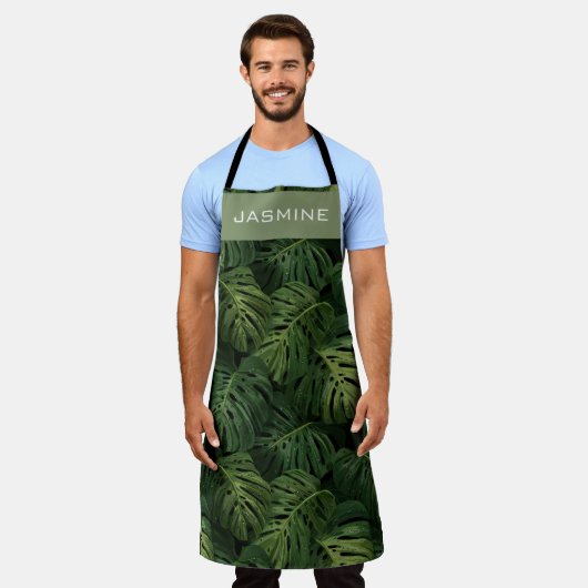 Custom Monstera Leaf Tropical Pattern Schürze (Getragen)