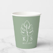 Custom Monstera Monogram Wedding Logo Pappbecher (Vorderseite)