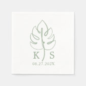 Custom Monstera Monogram Wedding Logo Serviette (Vorderseite)