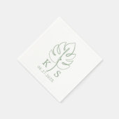 Custom Monstera Monogram Wedding Logo Serviette (Ecke)