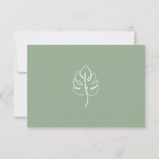 Custom Monstera Monogram Wedellogo RSVP Karte (Rückseite)