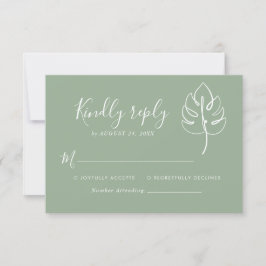 Custom Monstera Monogram Wedellogo RSVP Karte