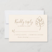 Custom Monstera Monogram Wedellogo RSVP Karte (Vorderseite)