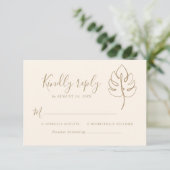 Custom Monstera Monogram Wedellogo RSVP Karte (Stehend Vorderseite)