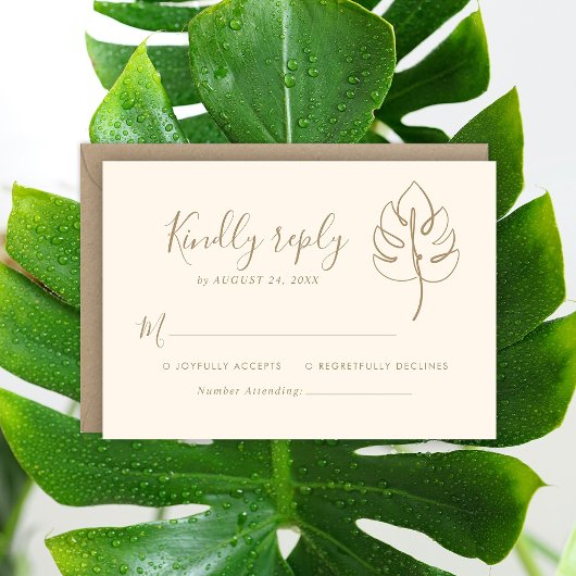 Custom Monstera Monogram Wedellogo RSVP Karte