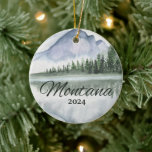 Custom Montana Seepromenade Locarno Keramik Ornament<br><div class="desc">Niedliche personalisierbare Western Berg Reise-Souvenir. Anpassung: Change Caption und Jahr,  um es einzigartig zu machen.</div>