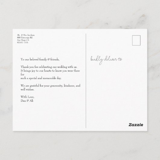 Custom Moody Wedding Fotografie Postkarte (Rückseite)