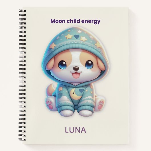 Custom Moon Child Energy Dog Journal Notizblock (Vorderseite)