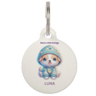 Custom Moon Child Energy Dog Pet Tag ID Haustiermarke