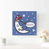 Custom Moon Face and Stars Quadratische Wanduhr (Zuhause)