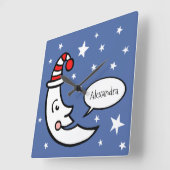 Custom Moon Face and Stars Quadratische Wanduhr (Winkel)