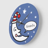 Custom Moon Face and Stars Round Große Wanduhr (Winkel)