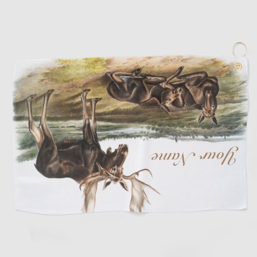 Custom Moose Deer Elk Wildlife Camping Deko Gesche Golfhandtuch (Horizontal)