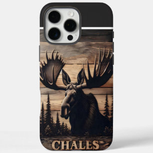 Custom Moose Holz Art iPhone 16 Pro Max Hülle
