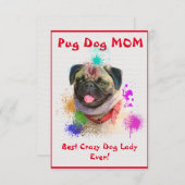 Custom Mops Mama Best Crazy Dog Lady Digitale Kart Dankeskarte (Vorne/Hinten)