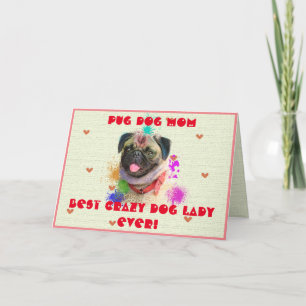 Custom Mops Mama Hund Beste Crazy Hunde Lady Ever Dankeskarte