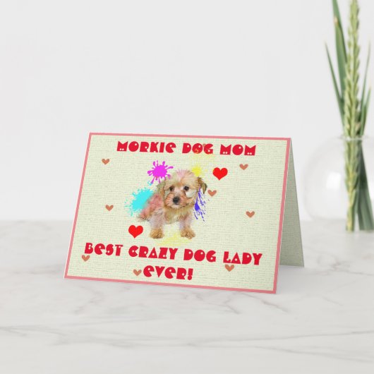 Custom Morkie Mama Hund Beste Crazy Dog Lady Card Dankeskarte (Vorderseite)