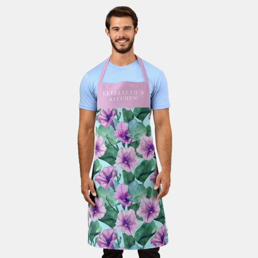 Custom Morning Glory Retro Blumenmuster Schürze (Getragen)