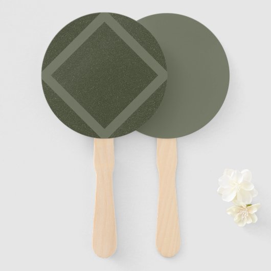 Custom Moss Green Diamond Fans - Bulk Event Fächer (Vorne und Hinten)