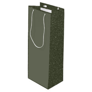Custom Moss Wine Bag - Matte Front, Sparkle Sides Geschenktüte Für Weinflaschen
