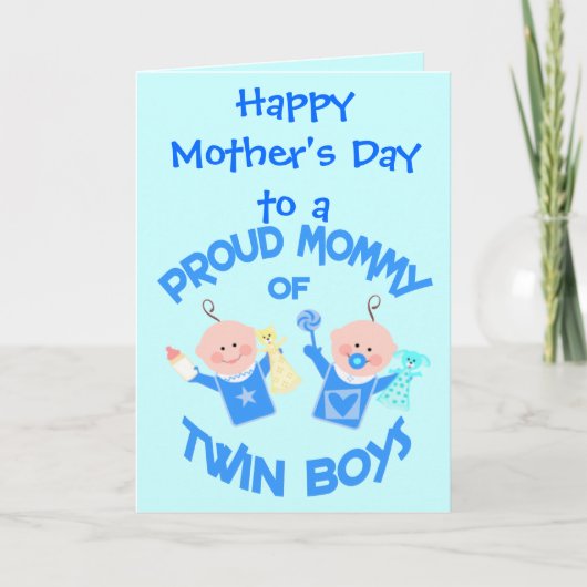 Custom Mother Day Mama of Twin Boys Karte (Vorderseite)