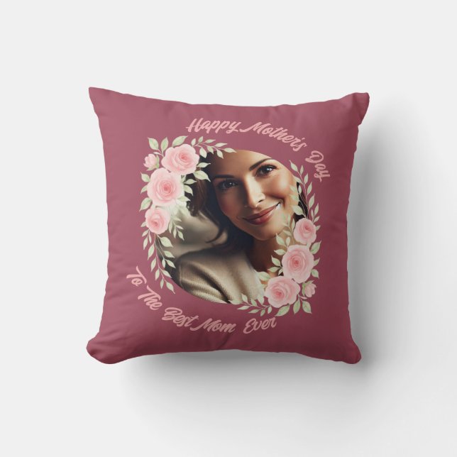 Custom Mother Day Pillow Custom Foto Floral Kissen (Vorderseite)