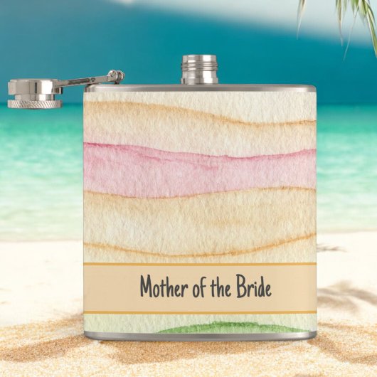 Custom Mother of the Bride Watercolor Streaks Flachmann