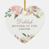 Custom Mother the Groom Pink Floral Weihnachten Keramik Ornament (Vorne)