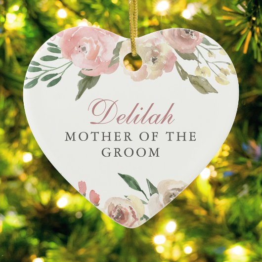Custom Mother the Groom Pink Floral Weihnachten Keramik Ornament