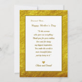 Custom Mother's Day I Photo & Personal Message Karte (Rückseite)