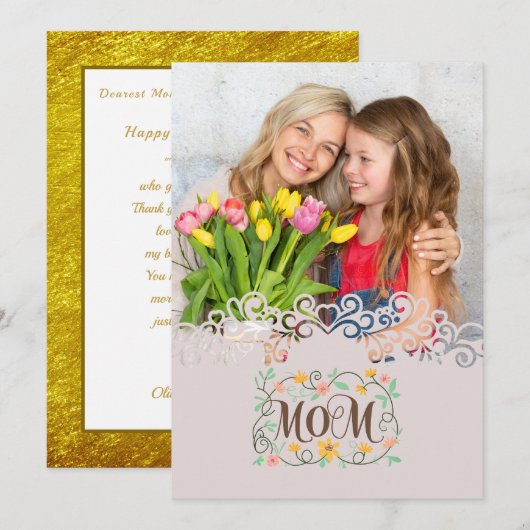 Custom Mother's Day I Photo & Personal Message Karte (Vorne/Hinten)