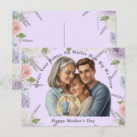 Custom Mother's day photo Always your babies  Postkarte (Vorne/Hinten)