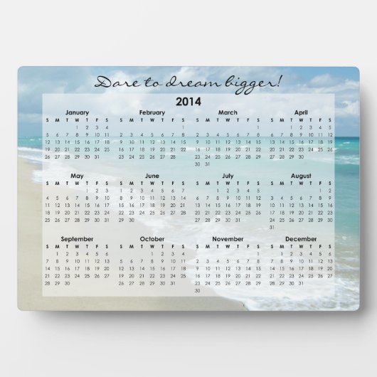 Custom Motivational Beach 2014 Desk Calendar Fotoplatte (Vorderseite)