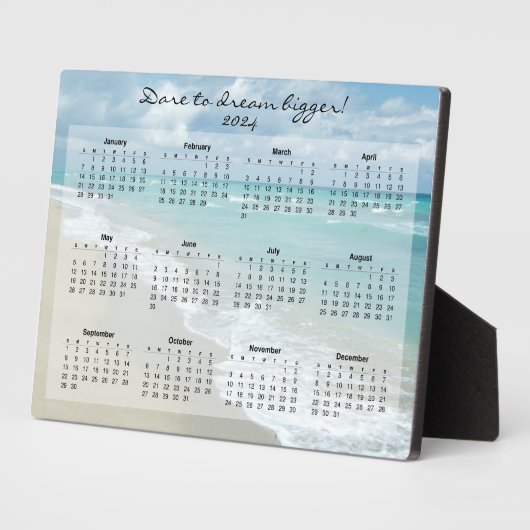 Custom Motivierend Beach 2024 Desk Calendar Fotoplatte (Seite)