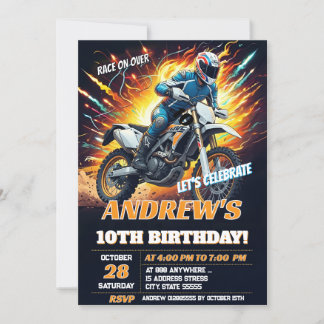 Custom Motocross Dirt Bike Birthday Biker Party Einladung