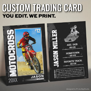 Custom Motocross Trading Card, bearbeitbares Dirt Telefonnummerkarte