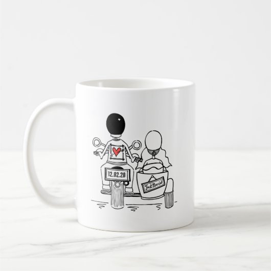 Custom Motorbike & Sidecar Hochzeitsgeschenk Tasse (Links)