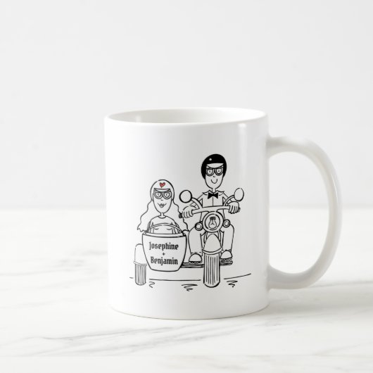 Custom Motorbike & Sidecar Hochzeitsgeschenk Tasse (Rechts)