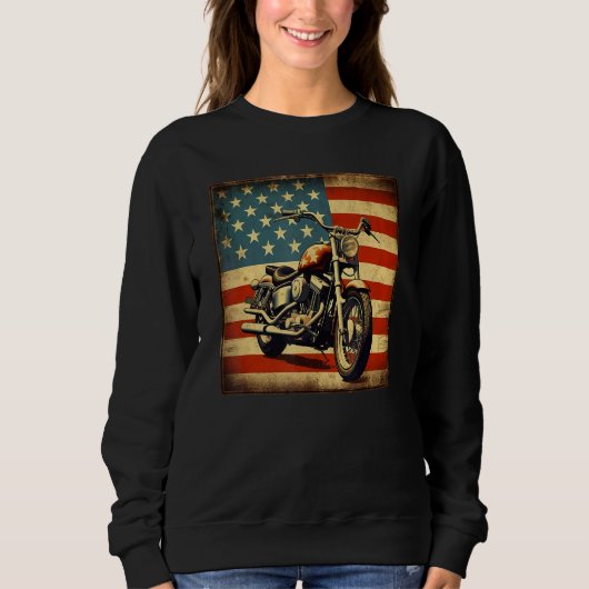 Custom Motorcycle Retro USA Flag Retro Biker Vinta Sweatshirt (Vorderseite)