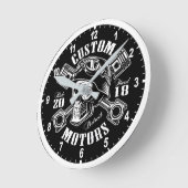 Custom Motorcycles Runde Wanduhr (Winkel)