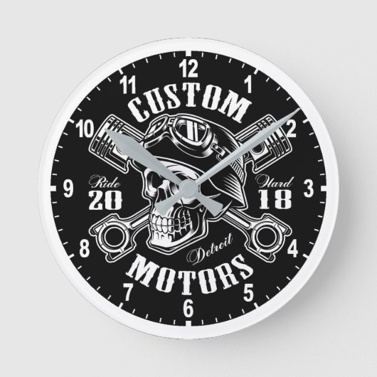 Custom Motorcycles Runde Wanduhr (Vorderseite)