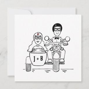 Custom Motorrad und Sidecar Hochzeitseinladung Einladung