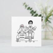 Custom Motorrad und Sidecar Hochzeitseinladung Einladung (Stehend Vorderseite)