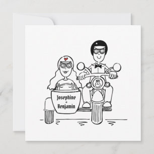 Custom Motorrad und Sidecar Hochzeitseinladung Einladung
