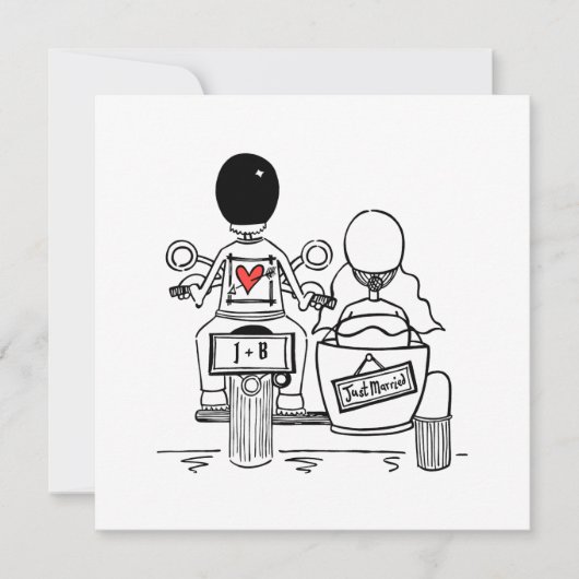 Custom Motorrad und Sidecar Hochzeitseinladung Einladung (Vorderseite)