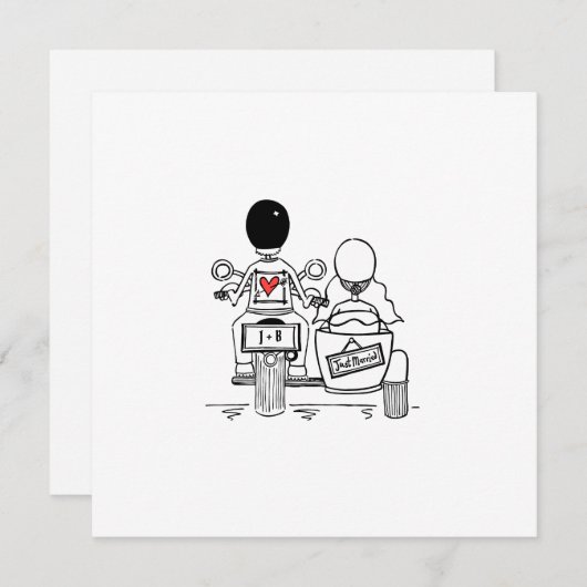 Custom Motorrad und Sidecar Hochzeitseinladung Einladung (Vorne/Hinten)