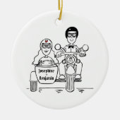 Custom Motorrad und Sidecar Hochzeitsgeschenk Kera Keramik Ornament (Vorne)