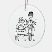 Custom Motorrad und Sidecar Hochzeitsgeschenk Kera Keramik Ornament (Links)