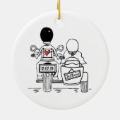Custom Motorrad und Sidecar Hochzeitsgeschenk Kera Keramik Ornament (Hinten)