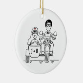 Custom Motorrad und Sidecar Hochzeitsgeschenk Kera Keramik Ornament (Rechts)